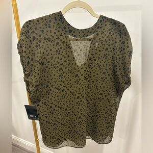 Misa Los Angeles Olive and Black Blouse NWT size small